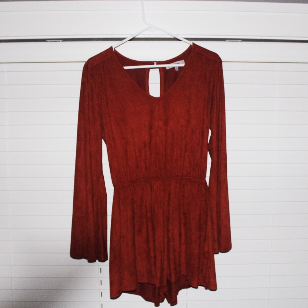 Bailey Blue Long sleeve Suede Romper